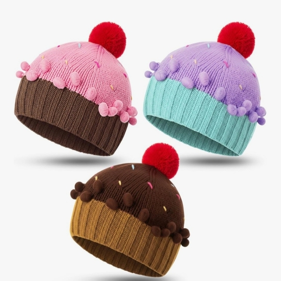 3 Cupcake Beanie Hats - Picture 7 of 7